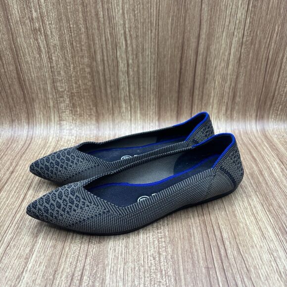 Rothy’s The Point Flat Snake Print Shoes Pointed Toe Lapis Python Comfy Size 6.5 - Picture 3 of 9